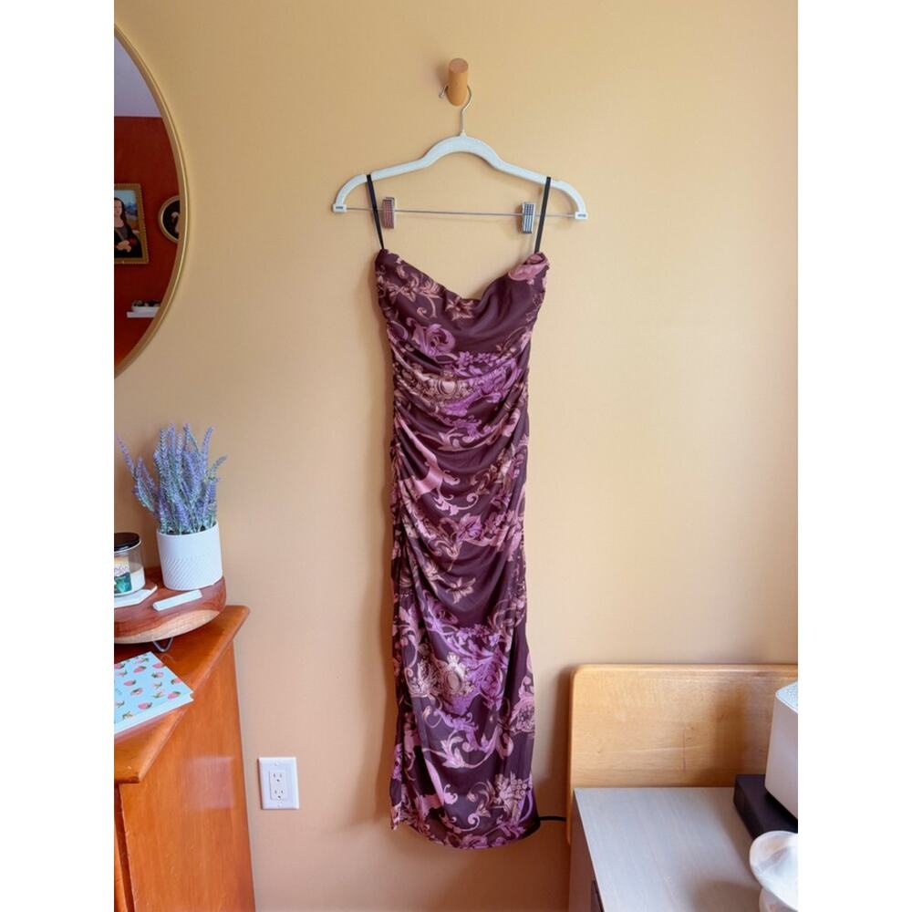 Windsor Angelic Beauty Strapless Mesh Midi Dress Baroque Size L - Picture 2 of 7